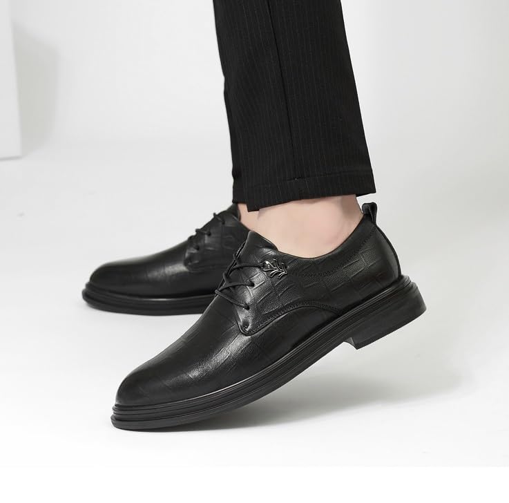 Mens Dress Shoes Classic Wingtip Oxfords Fashion Classic Pointed Toe Lace Up Low Top Leather Dress Shoes Non-Slip Softsole Walking Oxford Shoes2