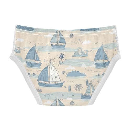 visesunny Boys Potty Training Underwear Vintage Ocean Ship Blue Breathe Cotton Briefs Size 2T-8Y for Toddler2