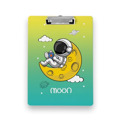 Image of Clipboard Drawing, Writing, Exam Board with Clip (Size - 24x36 cm) Sturdy, Lightweight for Office, School, College - Space Moon
