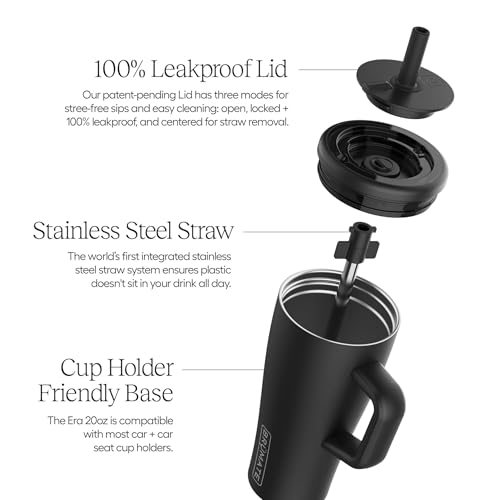 Image of BruMate Era 20 oz Tumbler with Handle and Straw | 100% Leakproof Insulated Tumbler with Lid and Straw | Made of Stainless Steel | Cup Holder Friendly Base | 20oz (Pineapple)