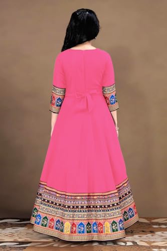 Image of Cotton Silk Long Anarkali Kurta for Girls