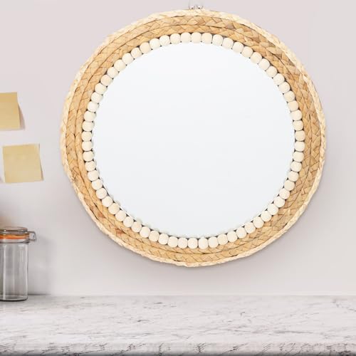 Miroir suspendu en corde d'herbe rustique pour ajouter de la dimension