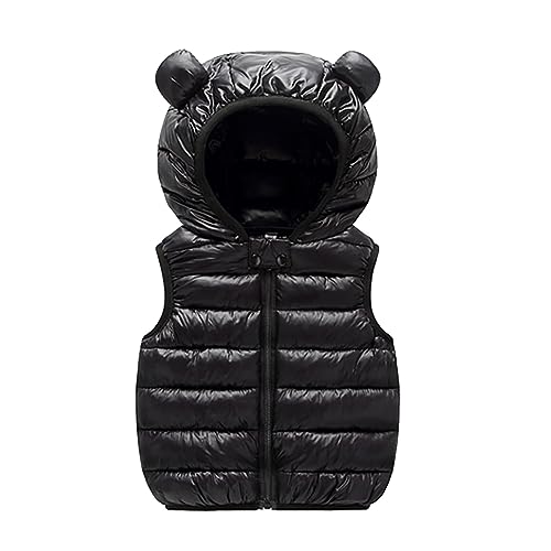 Boys Girls Puffer Down Vest Toddler Kids Hooded Zip Sleeveless Jacket Winter Warm Solid Coat
