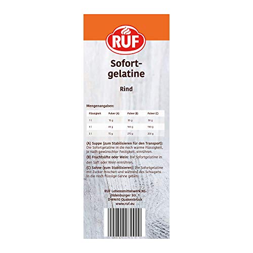 RUF Sofort-Gelatine Rind, Halal Food, Gelatine Pulver halal, kalt löslich, Speise-Gelatine ohne Einweichen und Erhitzen, 1x500g