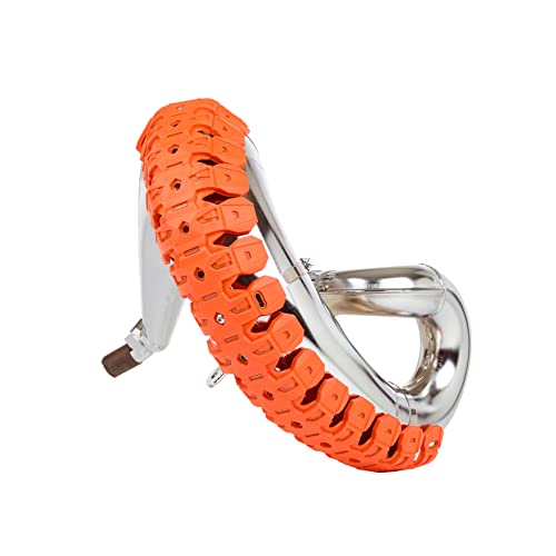 Protector de escape universal de acero inoxidable y elastómero ARMADILLO naranja para moto