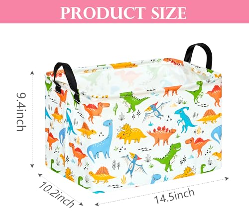 Image of Baby Storage Basket Nursery Box Laundry Hamper Organization Bins for Toys and Clothes with Handles (Color Dino)