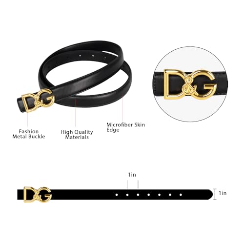 Image of Aurolran Women's Leather Belt with Buckle - Ideal for Dresses, Jeans, and Coats