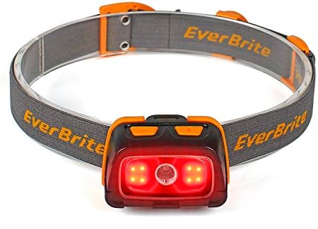 EverBrite Headlamp-300 Lumens Headlight with Red/Green/White Light and Tail Light, 7 Lighting Modes, Perfect for Trail Running, Camping, Hiking and More, Adjustable Headband,3 AAA Batteries Included