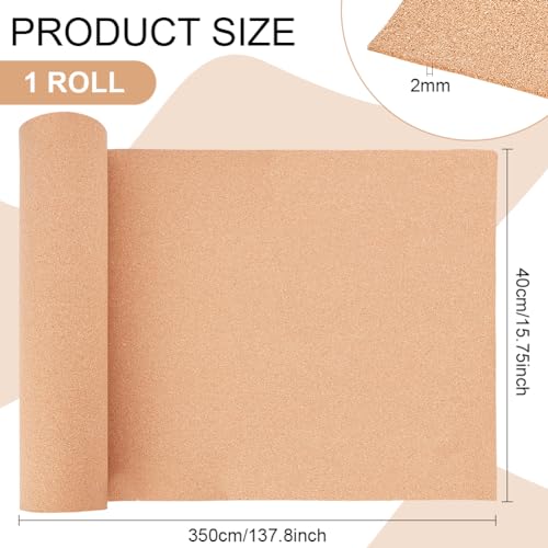 BENECREAT 3.5mx40cm Korkrolle, Sandbraunes Korkblatt, Pinnwand-Hintergrund, Korktafel Für Küchen-Hotpads, Wanddekorationen Und DIY-Kunsthandwerk, 2 mm Dick