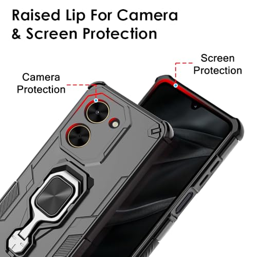 Image of TheGiftKart Tough Armor Bumper Back Case Cover for Poco C71 / Redmi A5 | Ring Holder & Kickstand in-Built | 360 Degree Protection Back Case Cover for Poco C71 / Redmi A5 (PC & TPU, Black)