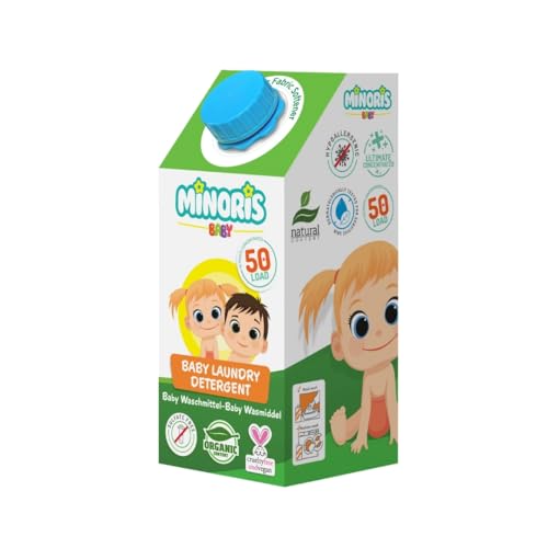 Minoris Detergente para Ropa de Bebé - Suave, Hipoalergénico, Orgánico & Vegano, pH 5.5 Equilibrado para la Piel Sensible del Bebé | Libre de Sulfatos y Parabenos | 1 L - 50 Lavados