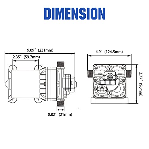 Image of DC HOUSE 42-Series Water Diaphragm Pump with Hose Adapters for RV Shower Agricultural Irrigation 110V 3.5GPM 55PSI