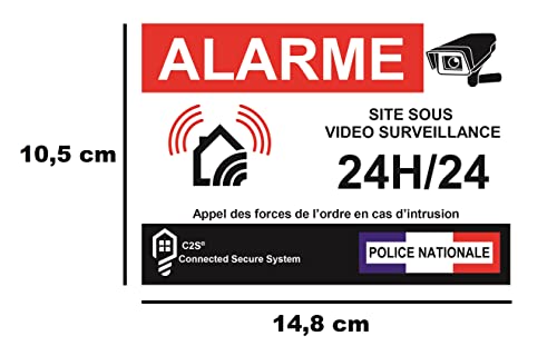 Set of 12 Home Protection Alarm Video Surveillance Stickers - 6 Large Stickers (14.8 x 10.5 cm) + 6 Small Stickers (8.5 x 5.5 cm) - Image 4