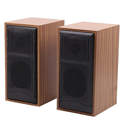 木製コンピュータスピーカー 天然木エンクロージャ デスクトップスピーカー USB電源ノートパソコンスピーカー 木製マルチメディアラウドスピーカー(カラー:Svart) (Rosso)