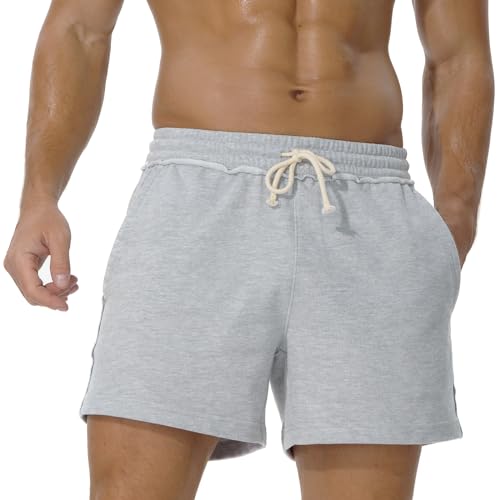 AIMPACT Mens Athletic Gym Shorts 5/5.5 Inch Cotton Casual Shorts Elastic Waist Joggers Sports Sweat Shorts with Pockets2