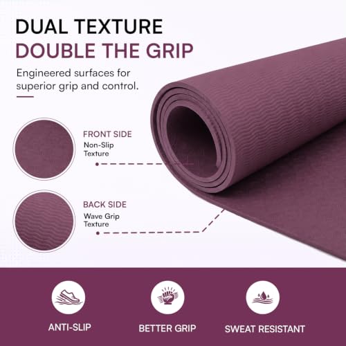 Image of Arrowmax 4mm Yoga Mat with Carry Cover for Men & Women, Anti-Skid Exercise Mat for Yoga, Pilates, Meditation, Stretching & Home Workout, Lightweight Portable Fitness Mat (MAROON)