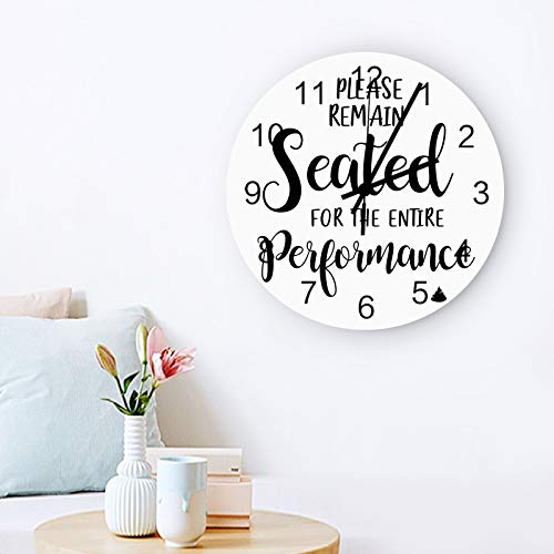 208 Redondo Reloj De Cuarzo Texto del Tema del Baño Permanezca Sentado Durante Toda La Actuación Reloj De Pared Silencioso Decoración Moderno Reloj Pared para Dormitorio Rústico Aula