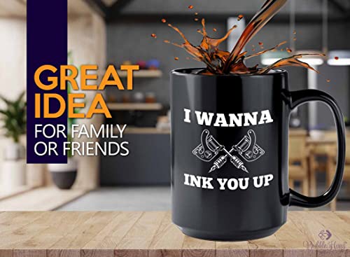 Bubble Hugs Tattoo Artist Coffee Mug 15oz Black - I wanna Ink You Up - Tattooist Gift Tattooing Tattoo Shop Decor Tattooer Inker Studio Designer Tattoo Fund