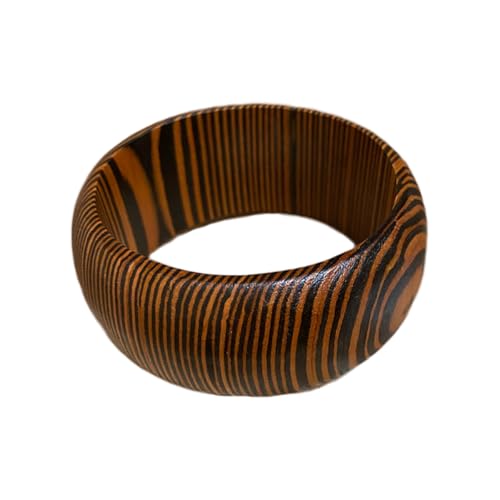 COLORFUL BLING Brazalete de madera natural con cuentas de madera grande, hecho a mano, trenzado étnico, trenzado grueso, para mujeres y niñas, joyería tribal