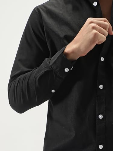 Image of Urbano Fashion Men's Cotton Full Sleeve Regular Fit Casual Solid Slub Shirt with Spread Collar
