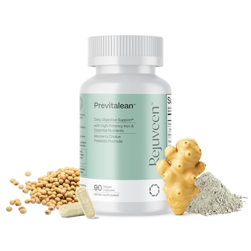 Rejuveen Previtalean | Prebiotic Fiber Supplement for Women | Supports Gut Health & Red Blood Cell Production | Contains Highly Bioavailable Iron Folate & Vitamin B12 | 90 Ct 30 Servings