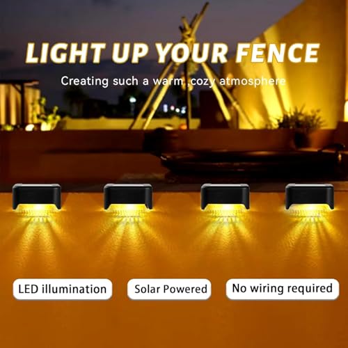 Image of Solar Light for Outdoor Garden, Waterproof LED Light for Stair, Deck, Pool, Patio, Fence, Gate, Yard, Floor, Step, Railing, Window and Balcony Pathway Decoration