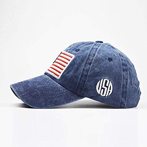 Image of INOGIH Men's American-Flag Embroidered Washed Cotton Baseball-Cap Distressed Dad-Hats Adjustable
