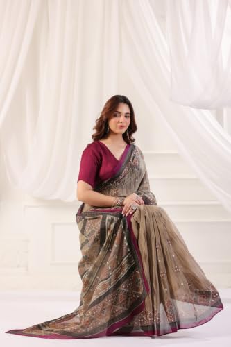 Image of TAMAIRA FASHION Mulmul Pure Cotton Saree For Woman |Office Wear Daily Wear Sarees For Women Without Blouse Piece(Available in 10 Colours)