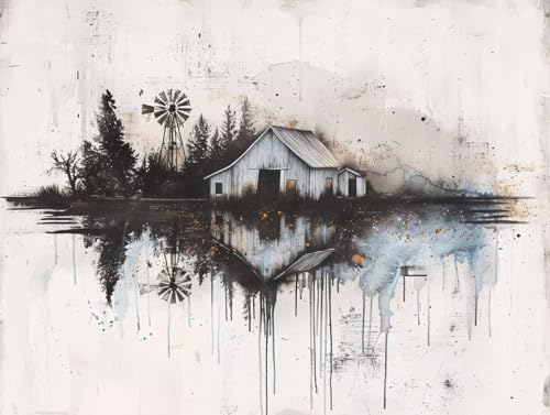 Diamond Painting Chalet de mer anti-stress : broderie diamant 40x50 cm