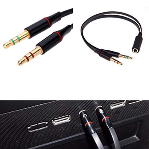 Image of BigPlayer 3.5mm Headset Audio Mic Splitter Cable Female Port to Dual Male Connectors for Laptop PC Computer Headphone Microphone Interface Black White
