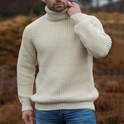 Mens Knitted Turtleneck Sweater Casual Fashion Ribbed Long Sleeve Solid Color Warm Pullover Sweater2