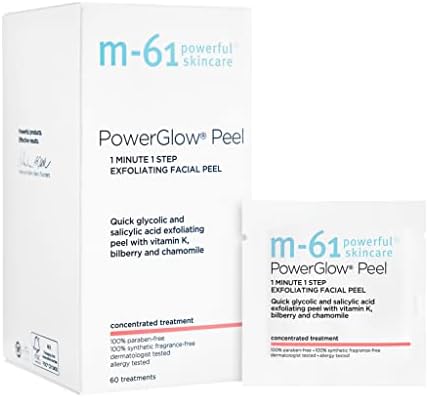 M-61 PowerGlow® Peel- 60 Treatments- 1-minute, 1-step exfoliating glow peel with glycolic, vitamin K & chamomile