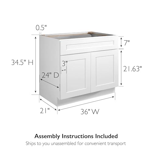 Image of Design House Brookings Kitchen Sink Base Cabinet, 36 inch, White | Floor Mount, Contemporary /Modern, Wood, Kitchen, 561498