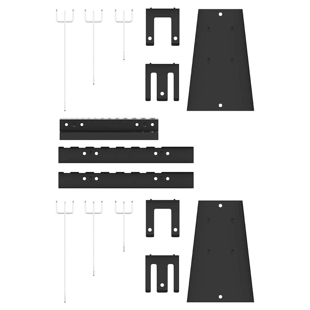 Pannello da parete per attrezzi, grigio in legno e acciaio, 150 x 1 x 60 cm, set da 3 pezzi, per officina, garage, cantina, montaggio a parete e salvaspazio, per attrezzi e piccoli pezzi