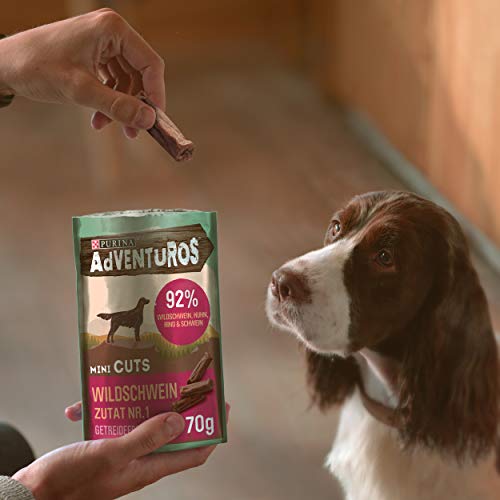 PURINA Adventuros Hundeleckerlis Mini Cuts mit Wildschwein Beutel, 7er Pack (7 x 70 g)