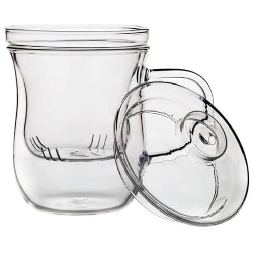 Veemoon Passoire à thé en verre avec couvercle, tasse résistante à la chaleur 1pc pour bureau et usage familial