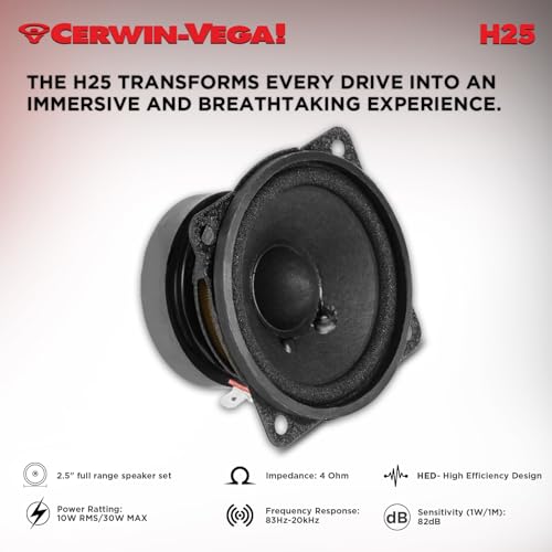 Cerwin-Vega H25 HED Series 2.5 Inch 30 Watts 4Ohm Full Range Speakers Set - Image 3