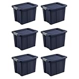 Sterilite 6-Pack Storage Bins with Lids, Heavy Duty Totes, Tuff1, 18 Gallon, Dark Indigo