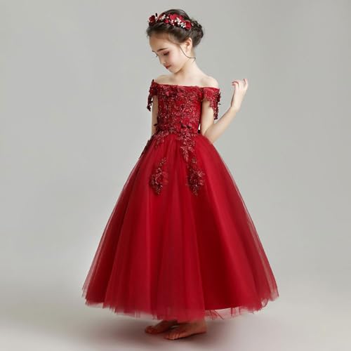 Flower Girls Dress for Wedding Elegant Off Shoulder Princess Party Dresses Long Tulle2