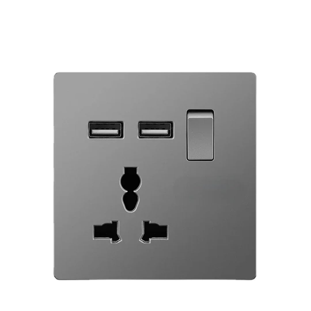 Prise De Courant 13 A (Royaume-Uni) Avec Prise USB, Interrupteur Mural À Bouton-Poussoir, Finition Bronze Phosphoreux, Matériau PC, 110-250 V