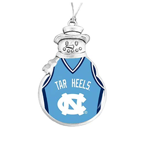 North Carolina Snowman Basketball Jersey Silver Christmas Ornament UNC Gift