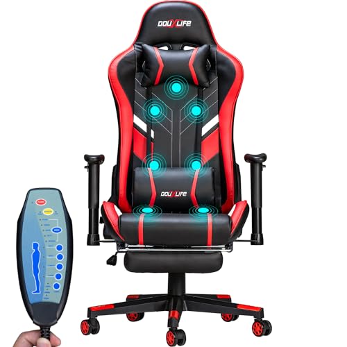 Douxlife Gaming Stuhl mit 7 Punkt Massage, Bürostuhl Gaming Sessel 175° Max Rückenlehne...