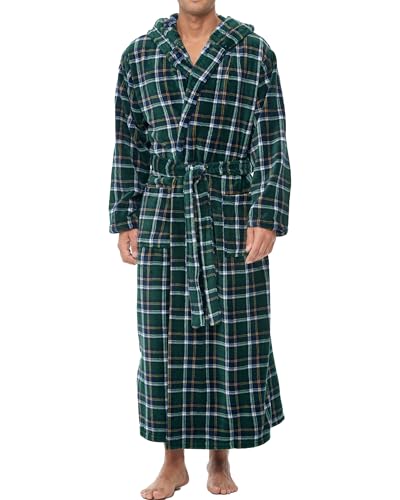 Alexander Del Rossa Mens Robe with Hood, Plush Fleece Hooded Mens Bathrobe, Big and Tall Bath Robe for Men