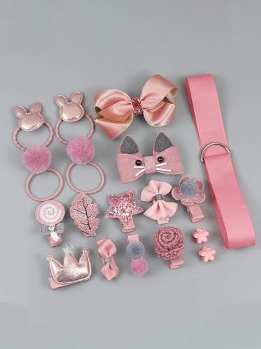 YouBella Hair Jewellery Clip Set for Baby Band for Girls (Pack of 18) (Pink) - Image 2