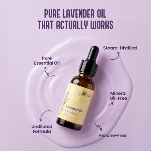 Image of My Pahadi Dukan Lavender Essential Oil 30 ml, Pure Natural Steam Distilled, Supports Healthy Hair & Growth, Skin Care, Hair Fall Control, and Relaxing Sleep, Organic, Undiluted, No Sulphate or Mineral Oil