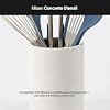Misen Cream Concrete Utensil Holder - Kitchen Tool Organizer, Large Utensil Container for Countertop, Stainless Steel Holder - Compatible Prep Tool Sets 5 and 10 Piece - 6.25in x 5.5in