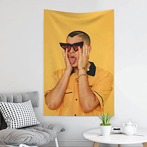 Glgl Personalized Bad Bun-Ny Tapestry Wall Hanging Poster Pop Rapper Art Decor, Porch Hangings Decoration Apartment Home Art Wall Tapestries Bedroom Living Room Dormitory,Wall Art Blanket 60*40 Inch #TOP5