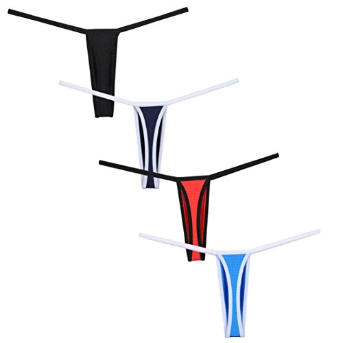 OROCOJUCO Men G-String Posing Strap Underwear Swimwear Male Secret Pouch Spandex Thong 4-Pack M - Image 3