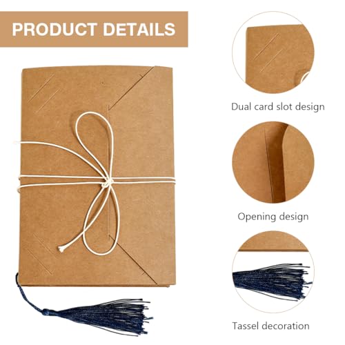 Image of Zibuyu 1 DIY Scrapbook Photo Album, Craft Paper, Ribbon Closure | Photo and Note Display, Foldable Format for Scrapbooking, Craft Paper Pages, Tassel Charm Detail