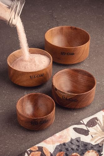 Karma, Set de 4 Vasos Medidores de Madera de Acacia miniatura 7